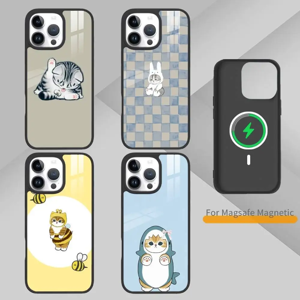 

Cute M-Mofusands C-Cat Ear Phone Case For iPhone 14,16,15,13,17,12,Plus,Pro,Max Magnetic For Magsafe Frosted Cover