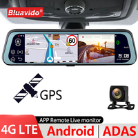 Bluavido 10 Inch 4G Android 8.1 Car Mirror Video Recorder GPS Navigation ADAS Rear View Camera AHD 1080P Dual Lens Dash Cam DVRs