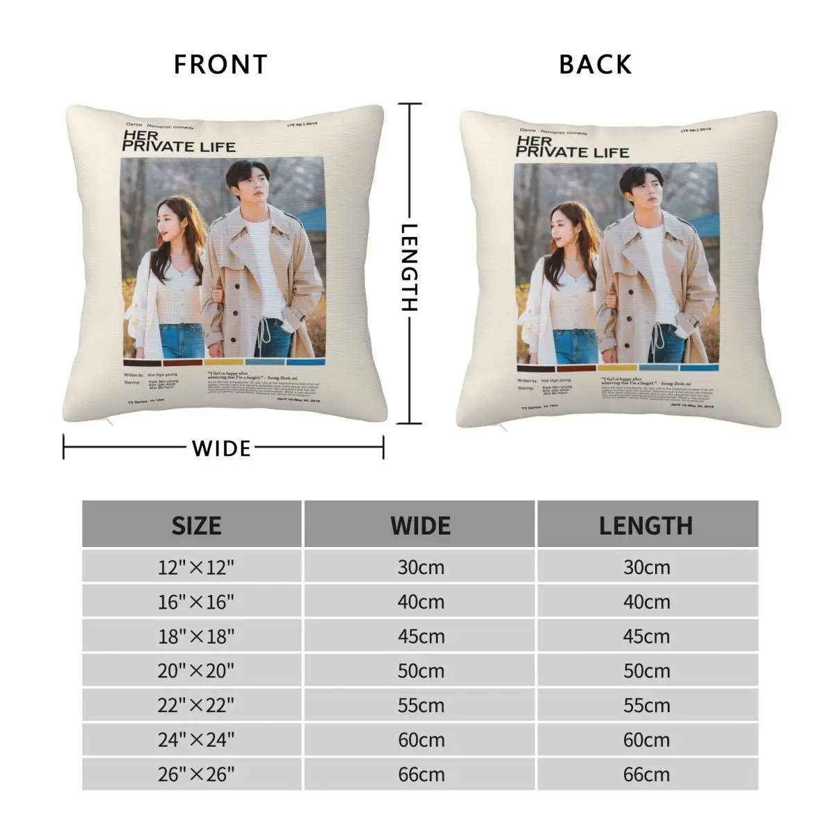 Her Private Life Minimalist Square Pillowcase Polyester Linen Velvet Printed Zip Decor Pillow Case Sofa Cushion Cover