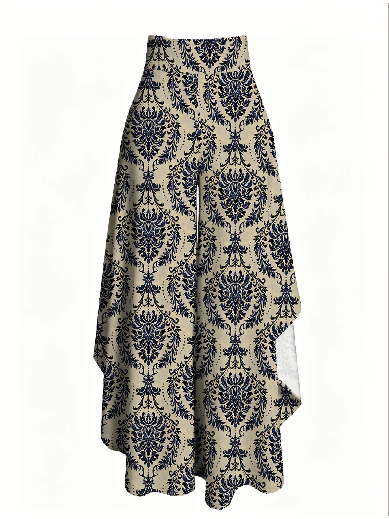 Women's plus Size Geometric Pattern Wide Leg Pants Casual Elastic Waistband Fashionable Printed Trousers