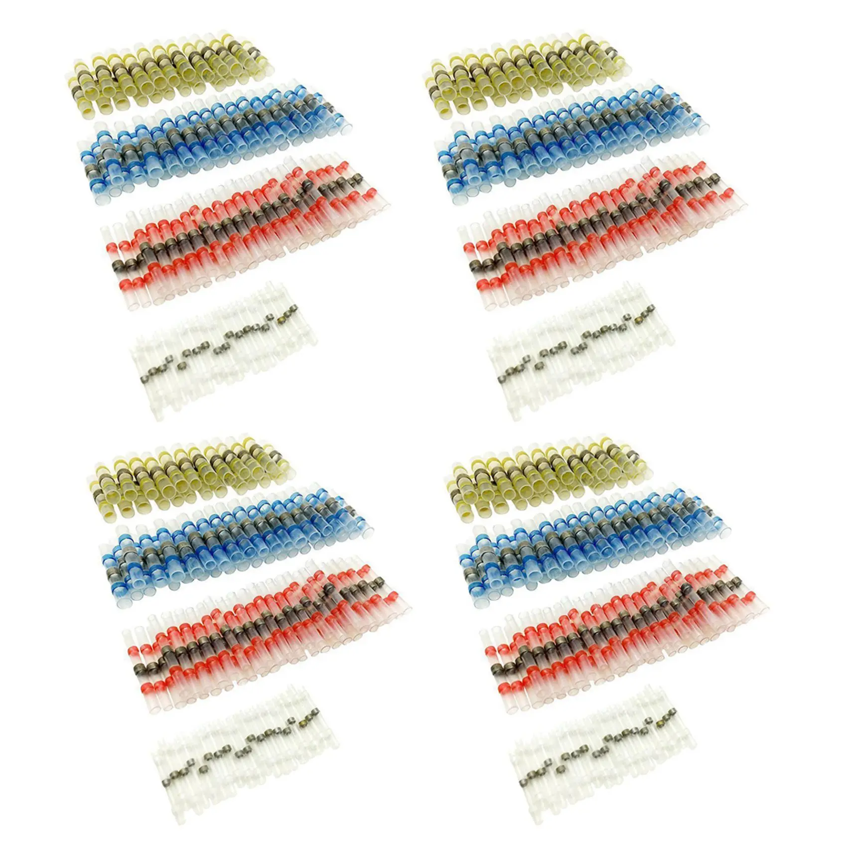 Y50A-200Pcs Solder Seal Wire Connector Sopoby Heat Shrink Butt Connectors Terminals Copper(92Red 48Blue 40White 20Yellow)
