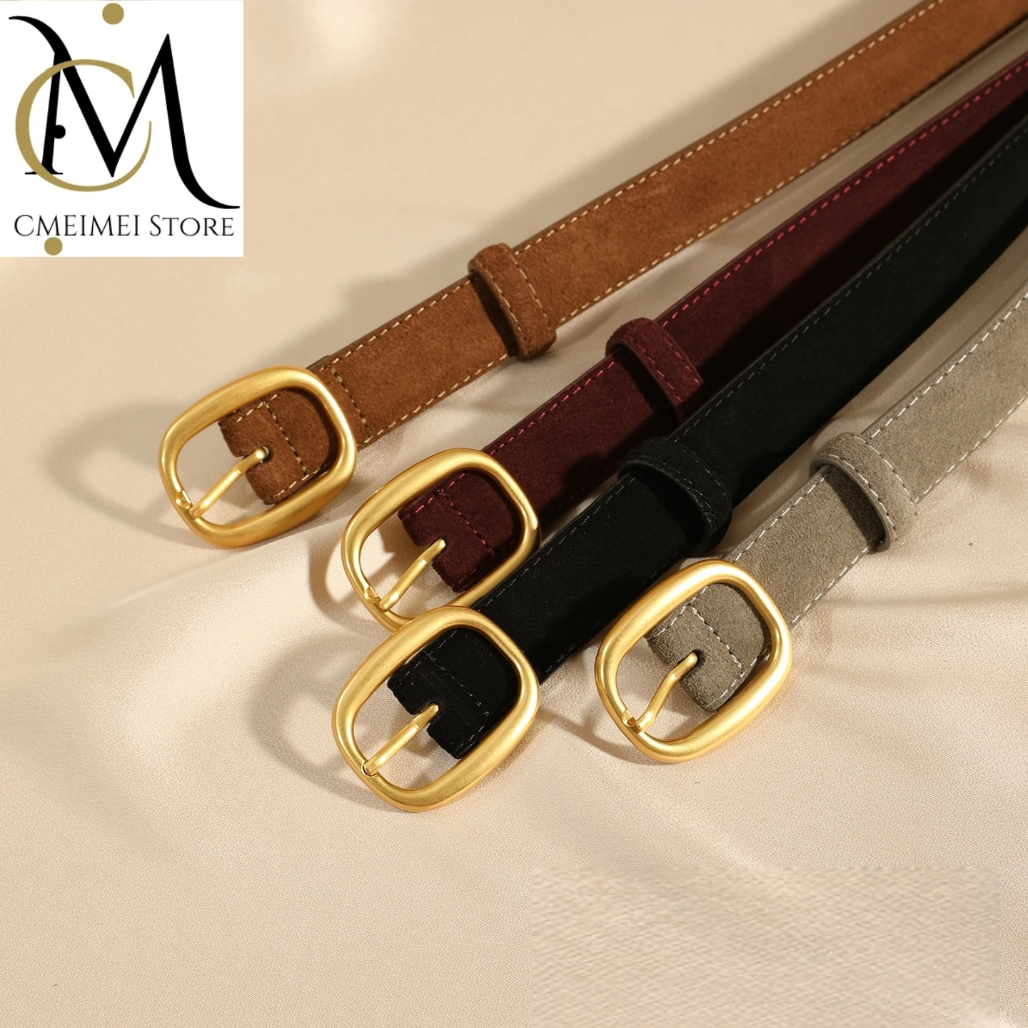 Cinturón de Cuero de Vaca para Mujer, Modelo 2025, 2.3cm de Ancho, con Hebilla Ovalada Dorada, Estilo Casual para Vestidos, Jeans y Pantalones