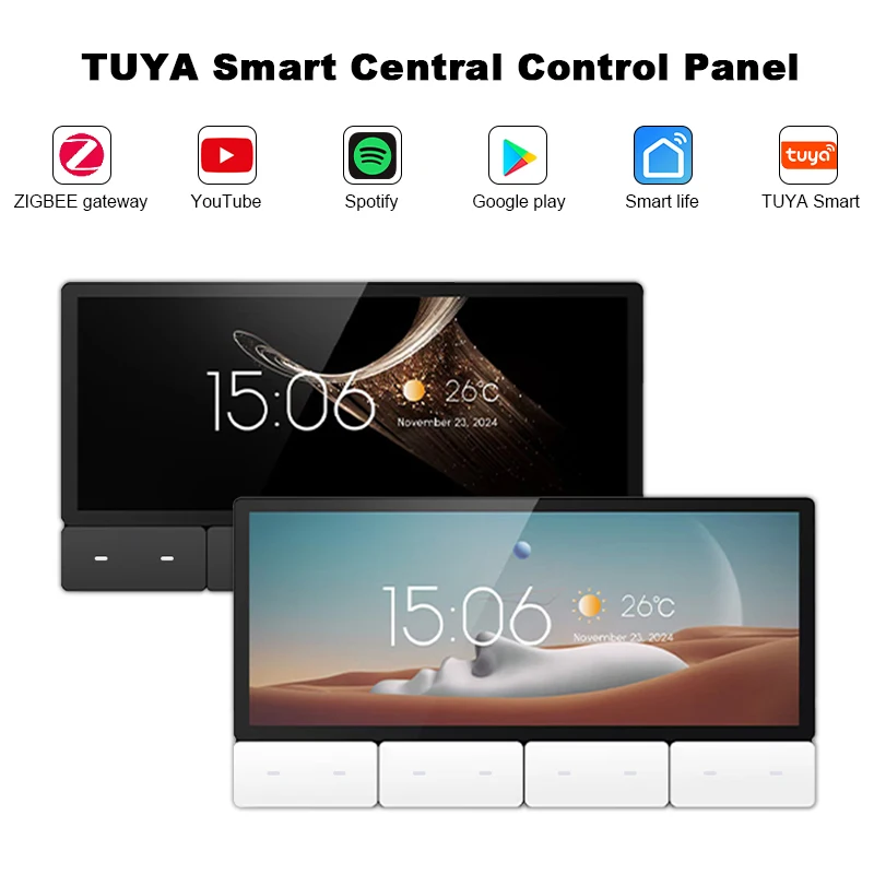 TUYA Smart Device Scene Central control panel built-in ZIGBEE gateway IR Home Bluetooths Audio wall Amplifiers Android 11 system