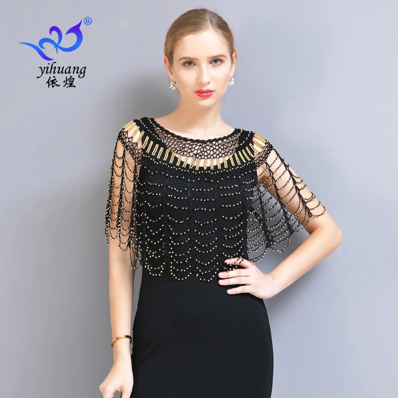 

Hollow Out Cloak Hand Hook Small Dress Shawl Wedding Dress Cheongsam Pullover Shawl Heavy Industry Short Shawl Round Neck Cloak