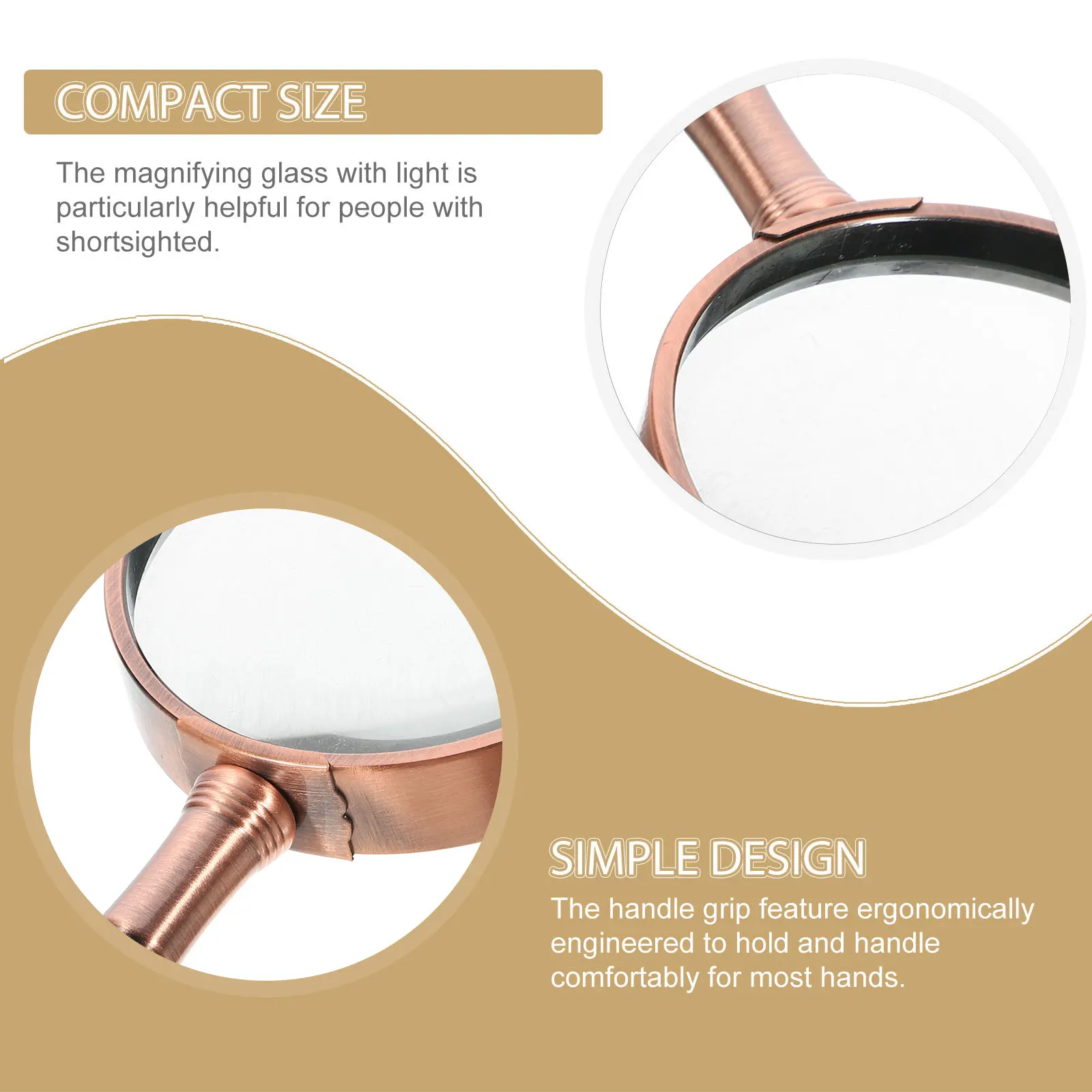 

Vintage Magnifying Glass Ergonomic Design Durable Practical for Elderly Kids Reading Magnifying Glass Handheld Magnifier