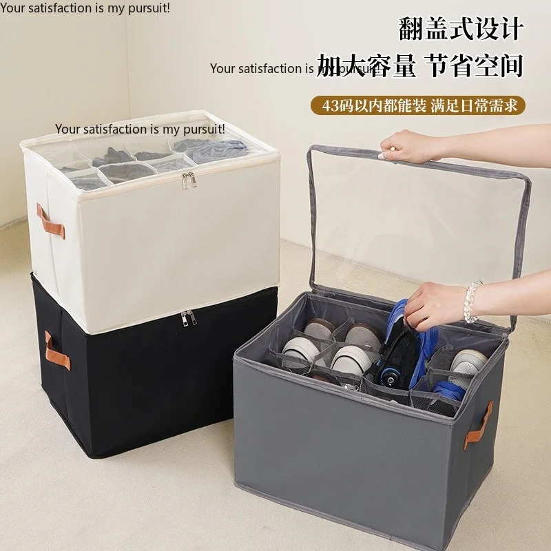 Foldable Fabric Divided Shoe Storage Box Large Capacity Dust Moisture Proof Shoe Organizer