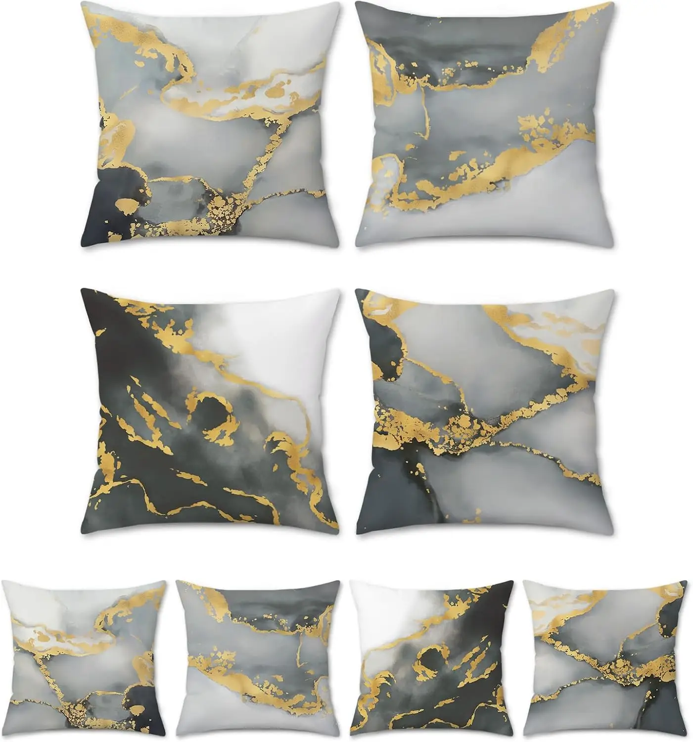 4pcs Marble Cushion Covers White Gray Gold, Modern Abstract Pillow Cases for Sofa Bedroom Living Room Home Decor 45x45cm