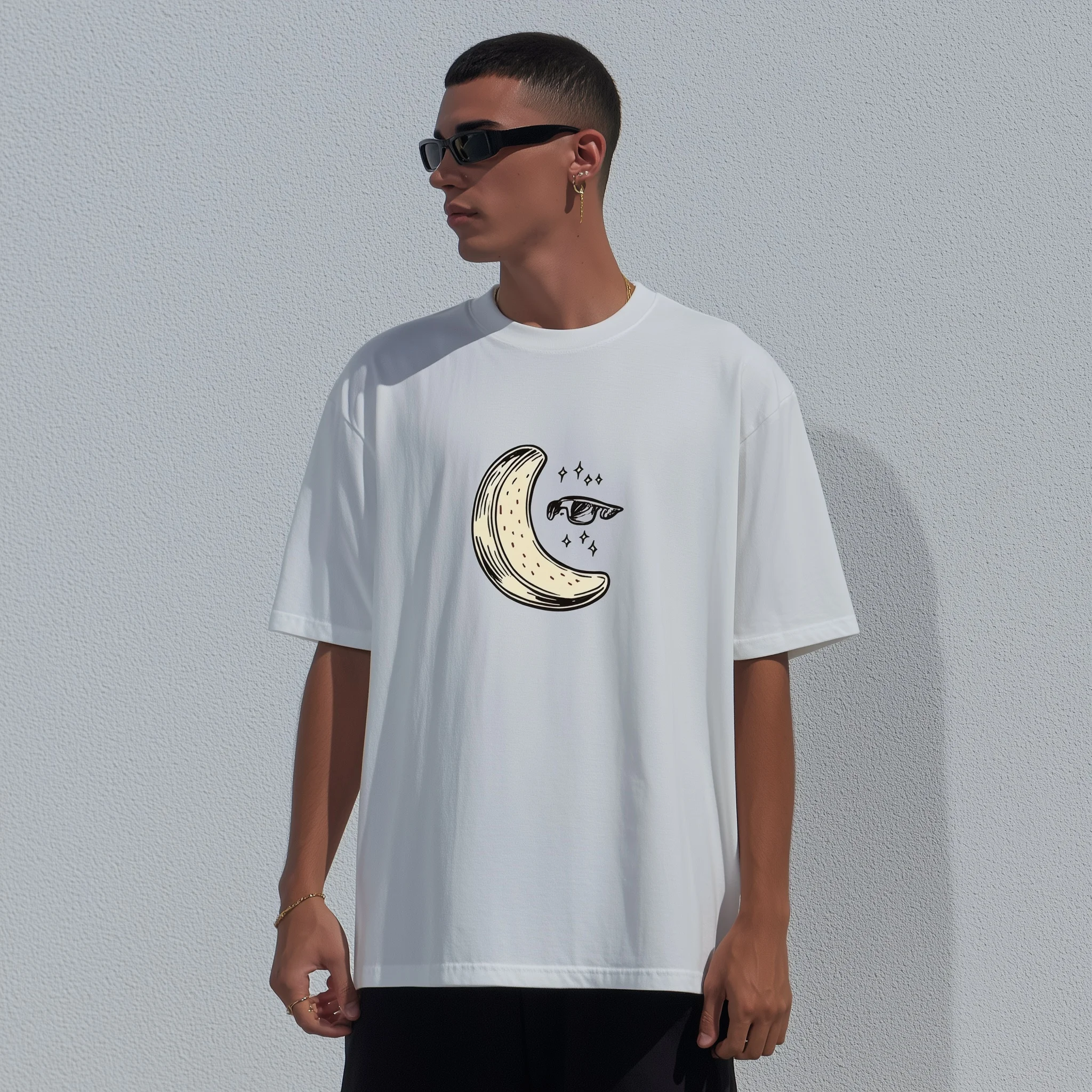 

Футболка большого размера Teevo Белый полумесяц с принтом звезд Повседневная повседневная одежда