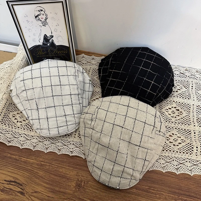 

Классические береты в клетку для женщин: Новинка весны и лета, универсальная повседневная шляпа-кепка для ежедневных поездок