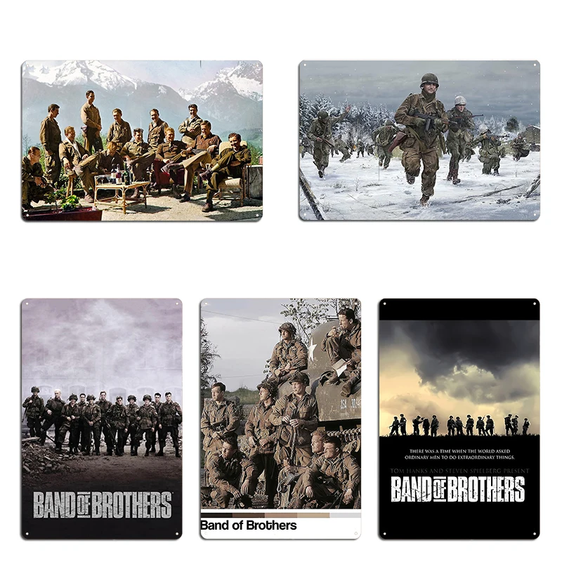 Band Of Brothers Poster Metal Plaque Cave Pub Club Classic Wall Plaque sebelum perang dunia A Bridge Too Far Tin Sign Posters