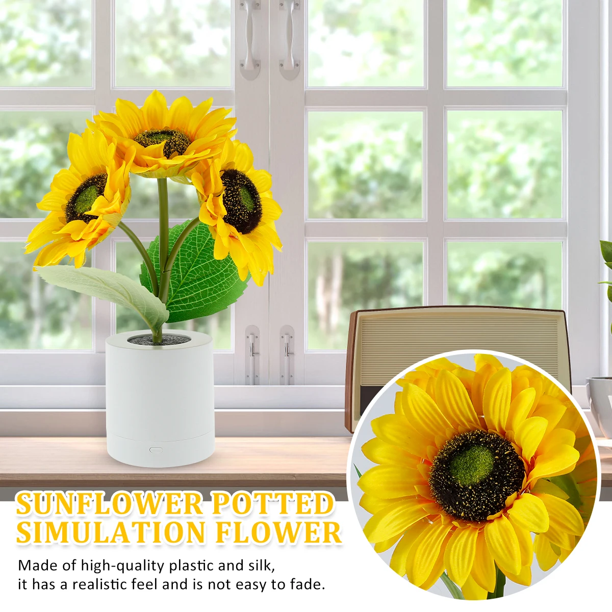 LED Sunflower Night Light Dimmable Sunflower Table Lamp 3 Heads Artificial Flower Table Lamp Decoration for Living Room Bedroom