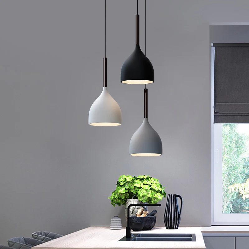 

3 modern chandeliers Nordic minimalist bar chandeliers kitchen island table hanging lamp dining room living room lamp E27