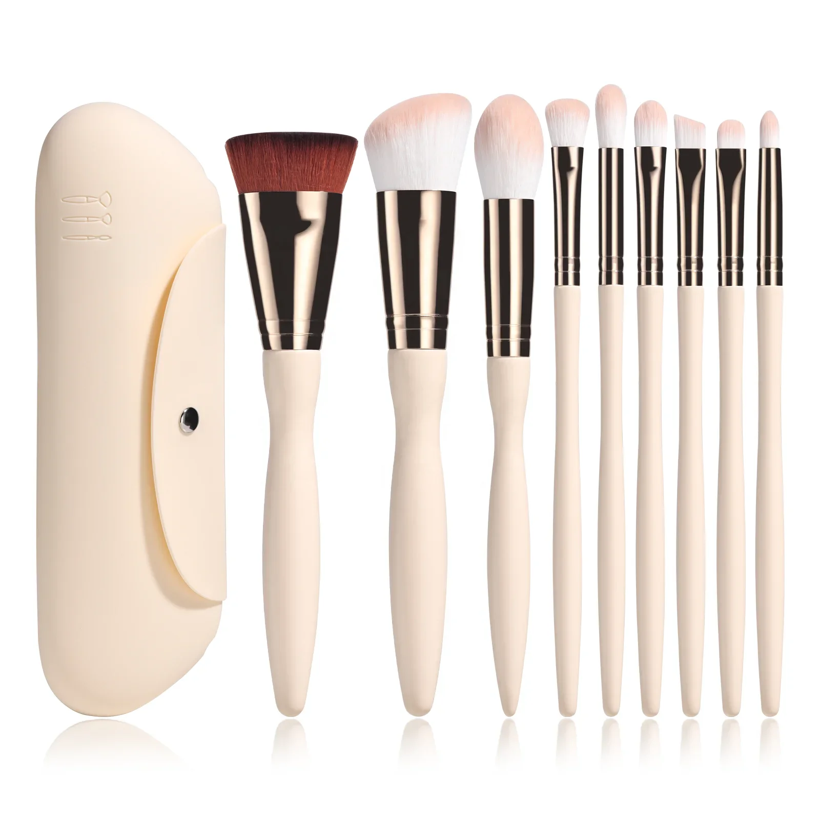 

# Hot Sales Wholesale 9PCS Face Makeup Brushes Kit Portable Travel Foundation Eye Shadow Cosmetic Makeup Brushes With Silicone M