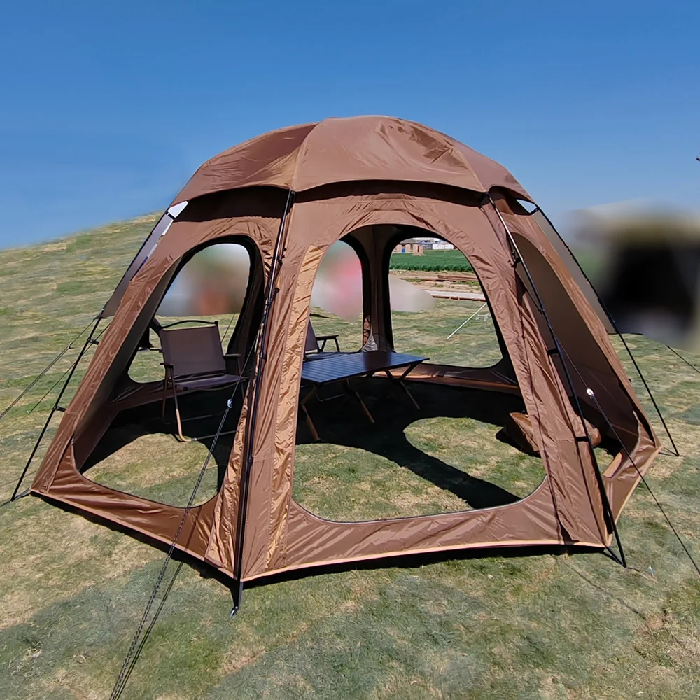 

Tom AutoWholesale Customized Aluminum Outdoor Tent Big Family Hemisphere Half Ball Luxury Waterproof Tent with Chimney