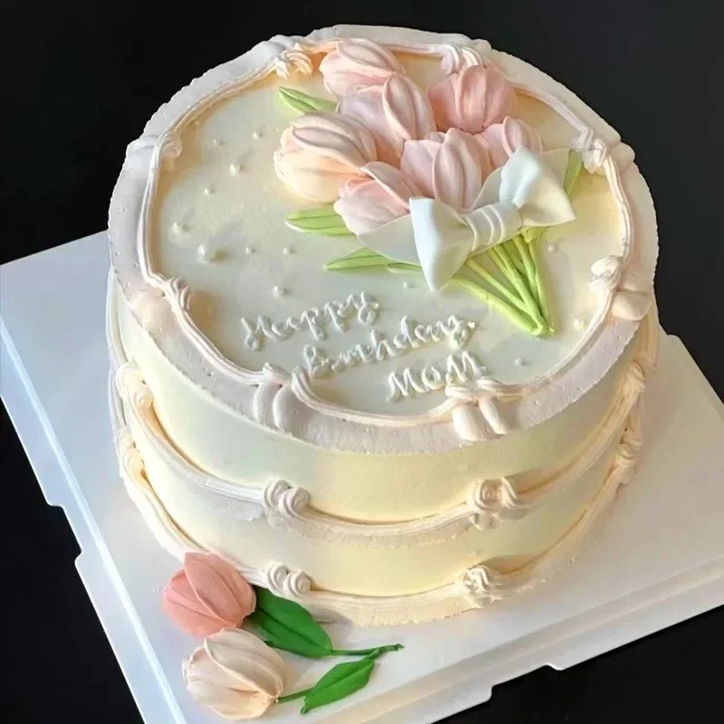

Cream Flower Cake Model, Simulated Artificial Cake Embryo, Plastic Fake Birthday Cake Decoration Tool, Window Display Sample