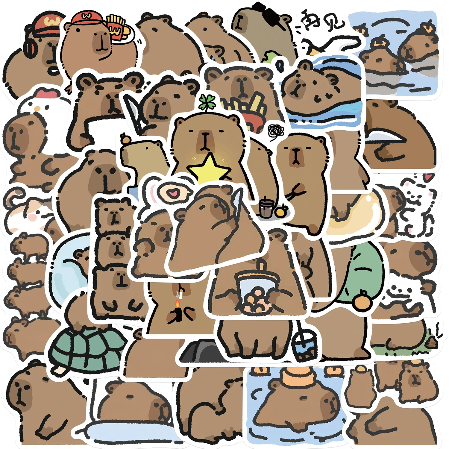 62PCS Cute Capybara Animal Stickers For Car Motorcycle Travel Luggage Phone Guitar Laptop Cartoon Helment Decal Kid Gift Toys