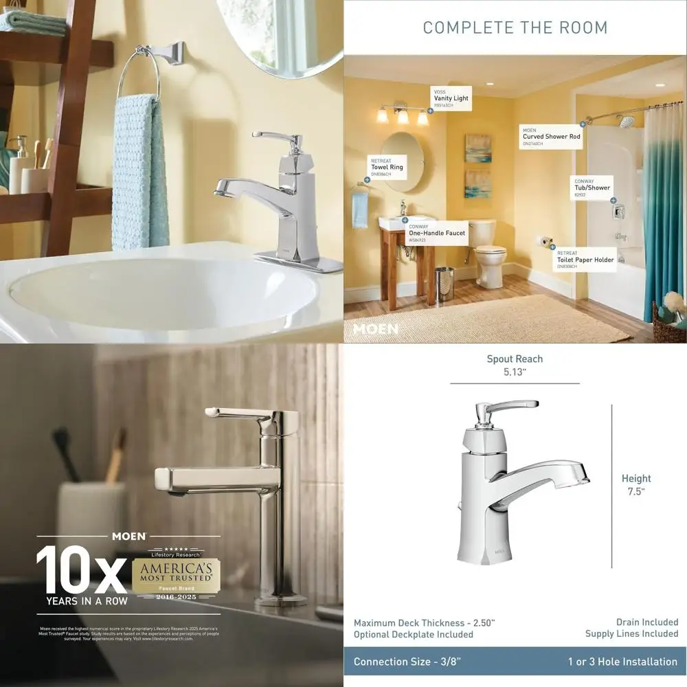 

Conway Chrome Single Handle Bathroom Faucet with Drain Assembly, Model WS84923