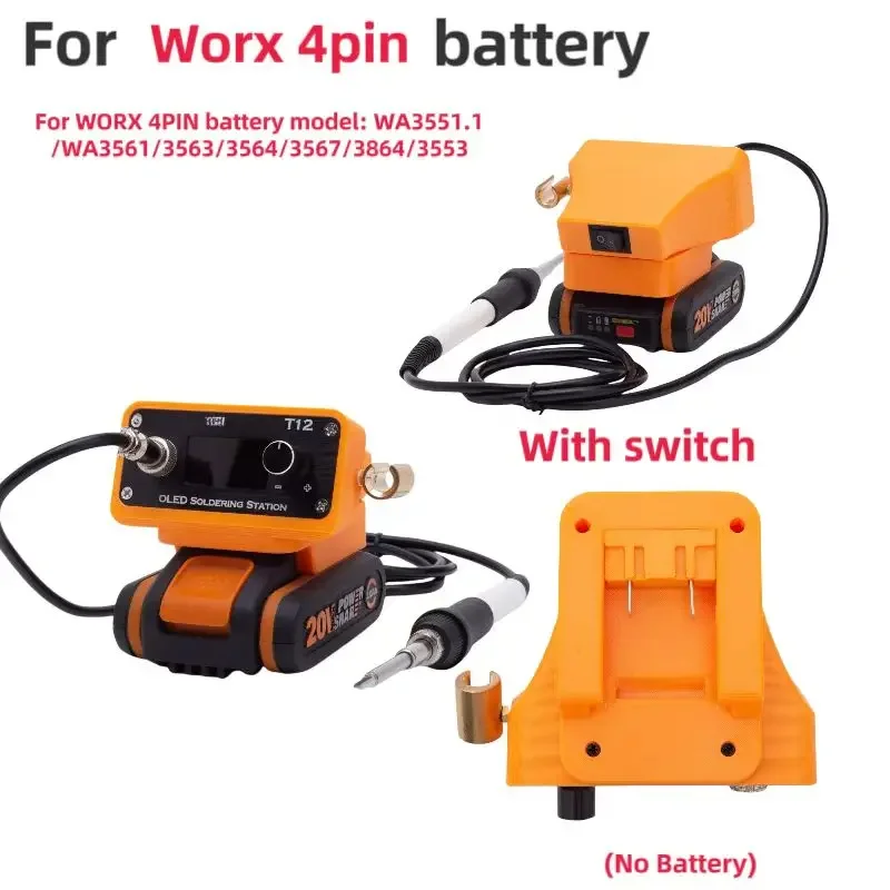 

FOR Worx 4pin Lithium Battery Cordless Welding Station Power Supply T12 Soldering Iron Welding Tool Kit (Battery Not Included)