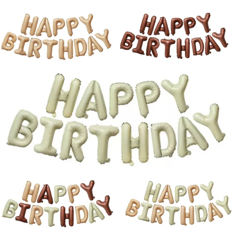 Balony z literami Happy Birthday 16 cali Kremowy beżowy Boho Brązowy Balony z literami urodzinowymi na dekorację przyjęcia urodzinowego i rocznicowego