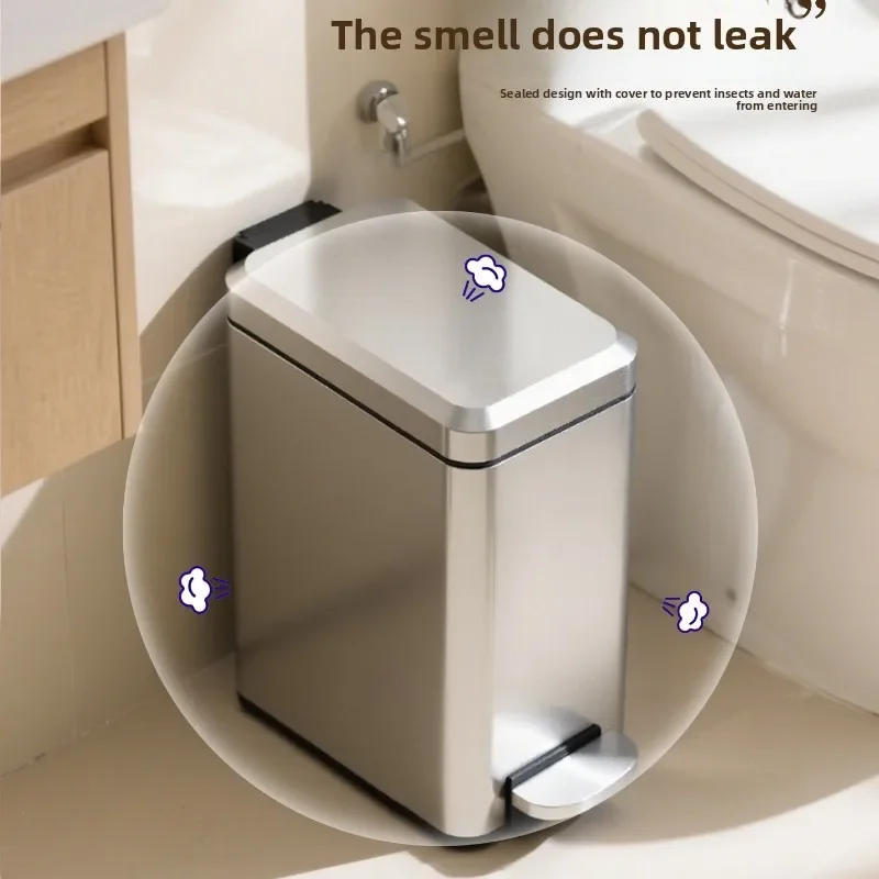 2025 new bathroom special trash can household kitchen living room toilet crevice small with cover foot pedal narrow gap
