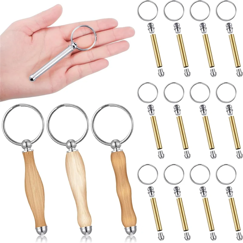 Most-12Pcs Woodturning Keychain Kit Wood Turning Accessories Mandrel Wood Turning Keychain For Woodworking Gift B