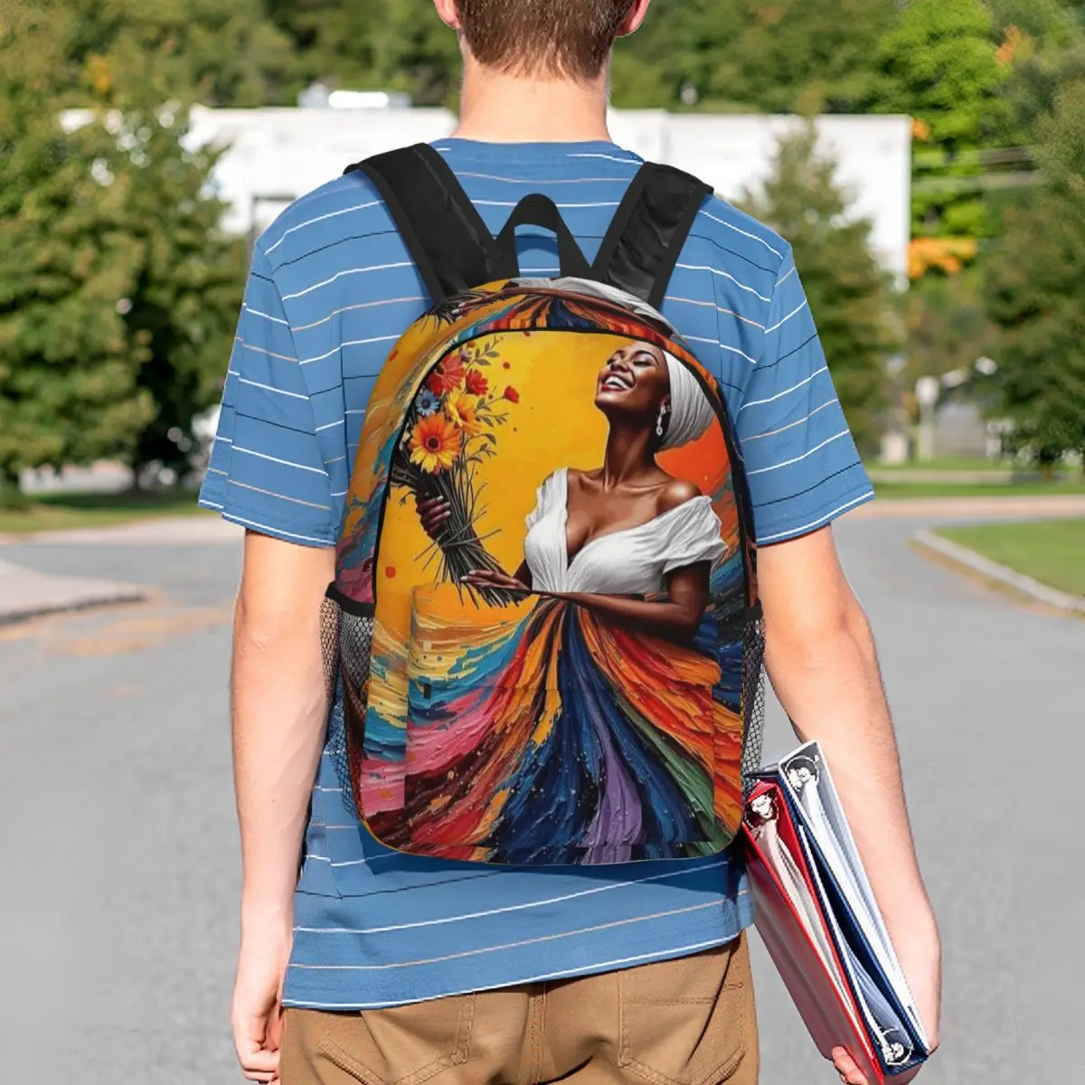 African Woman Dancing Oil Painting Backpack Student BookBag Children School Bag Laptop Shoulder Bags for Men Women