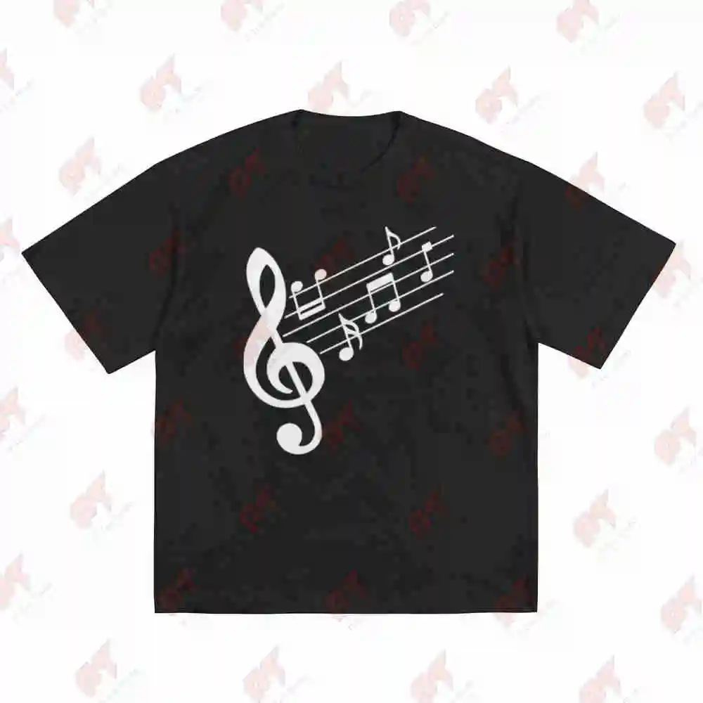 Music Clef Notes Short Sleeve Tee 100% Cotton T-Shirt