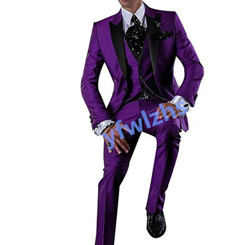 

Customized Peak Lapel Men's Suit Jacket Blazers Halloween Costume Elegant For Luxury Man Suit's For Wedding Three Piece Set 218