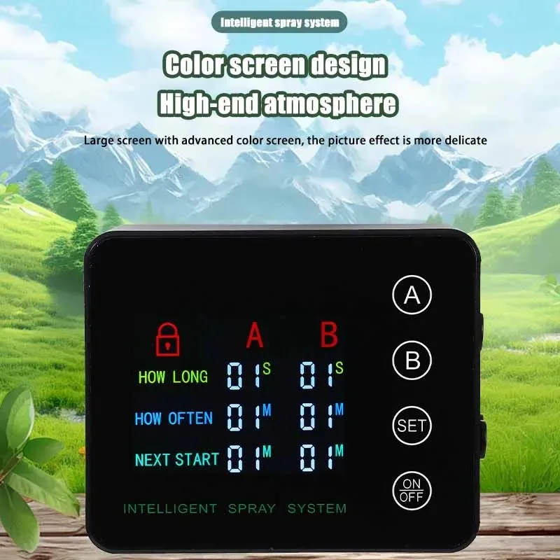 

Double pump rainforest cylinder timing spray system, large color screen, climbing pet humidifier, intelligent spray suit