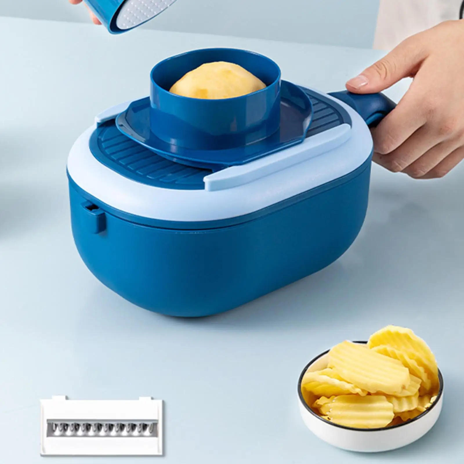 Manual Vegetable Slicer Dicer with 6 Interchangeable Blades Mandolin Cutter Grater for Onion Potato Carrot Tomato Fruit Kitchen