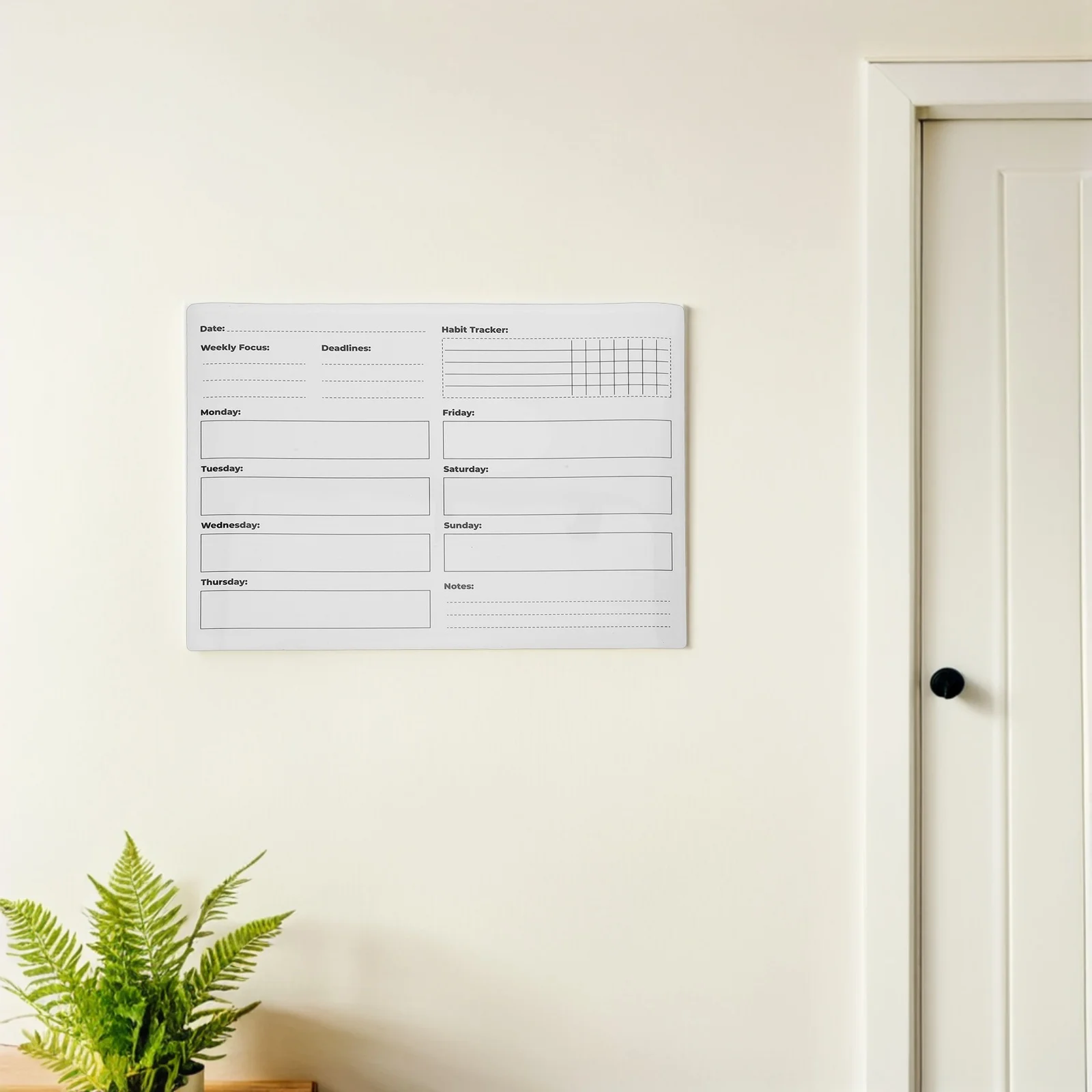 Weekly Dry Erase Whiteboard Sticker Removable Adhesive PVC Planner for Wall Home Schedule Habit Tracker Calendar