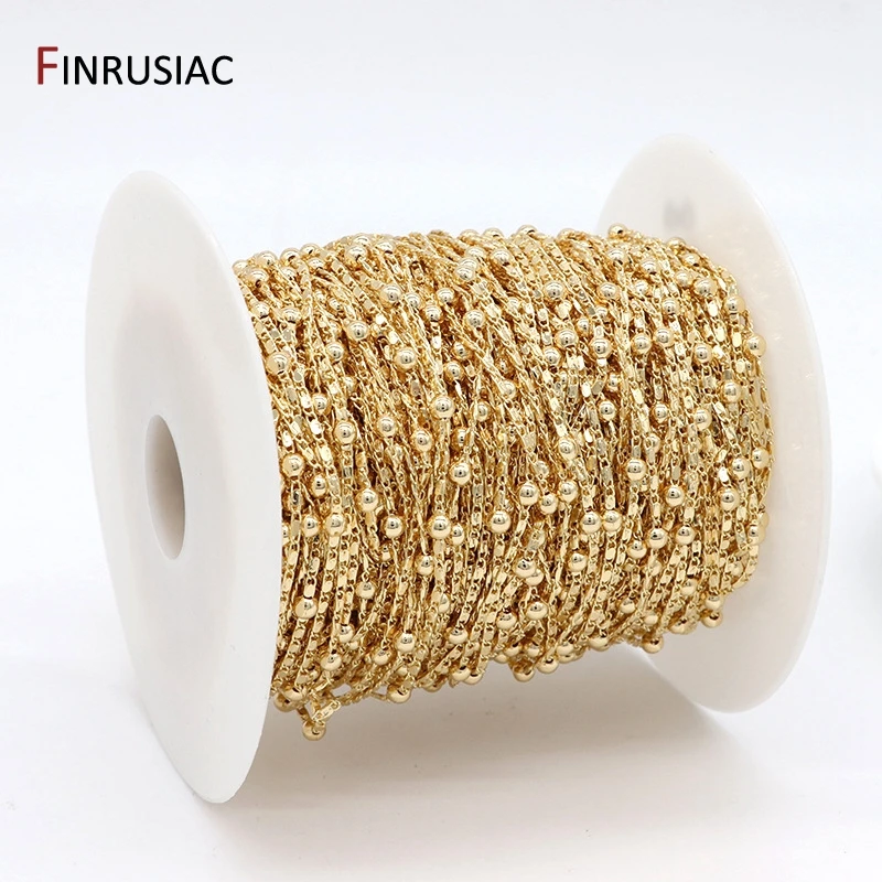14K Gold Plated Brass Beads Chains For Necklace Making, DIY Bracelet Necklace Chains Jewelry Making Accessories