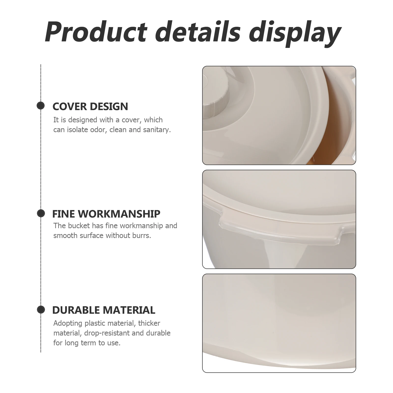 

Chamber Pot with Lid Household Plastic Spittoon for Elderly Kids Pregnant Women Durable PP Material Bedpan for Home