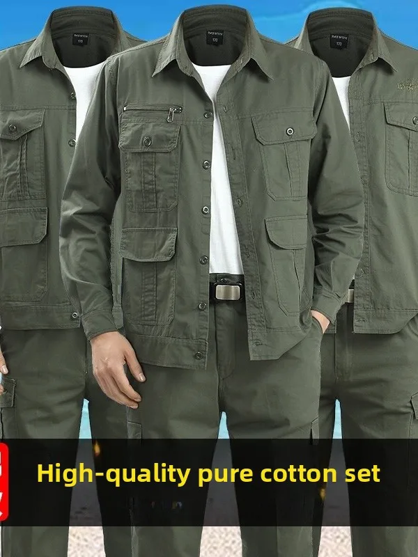 

Summer Thin Cotton Work orm Set Men's Long Sve ort Sve Auttive Repair Welding Protection Workwear Fac Worker