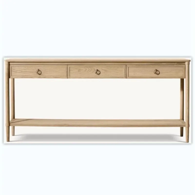 

American country solid wood dining table high-end luxury villa room simple dining table