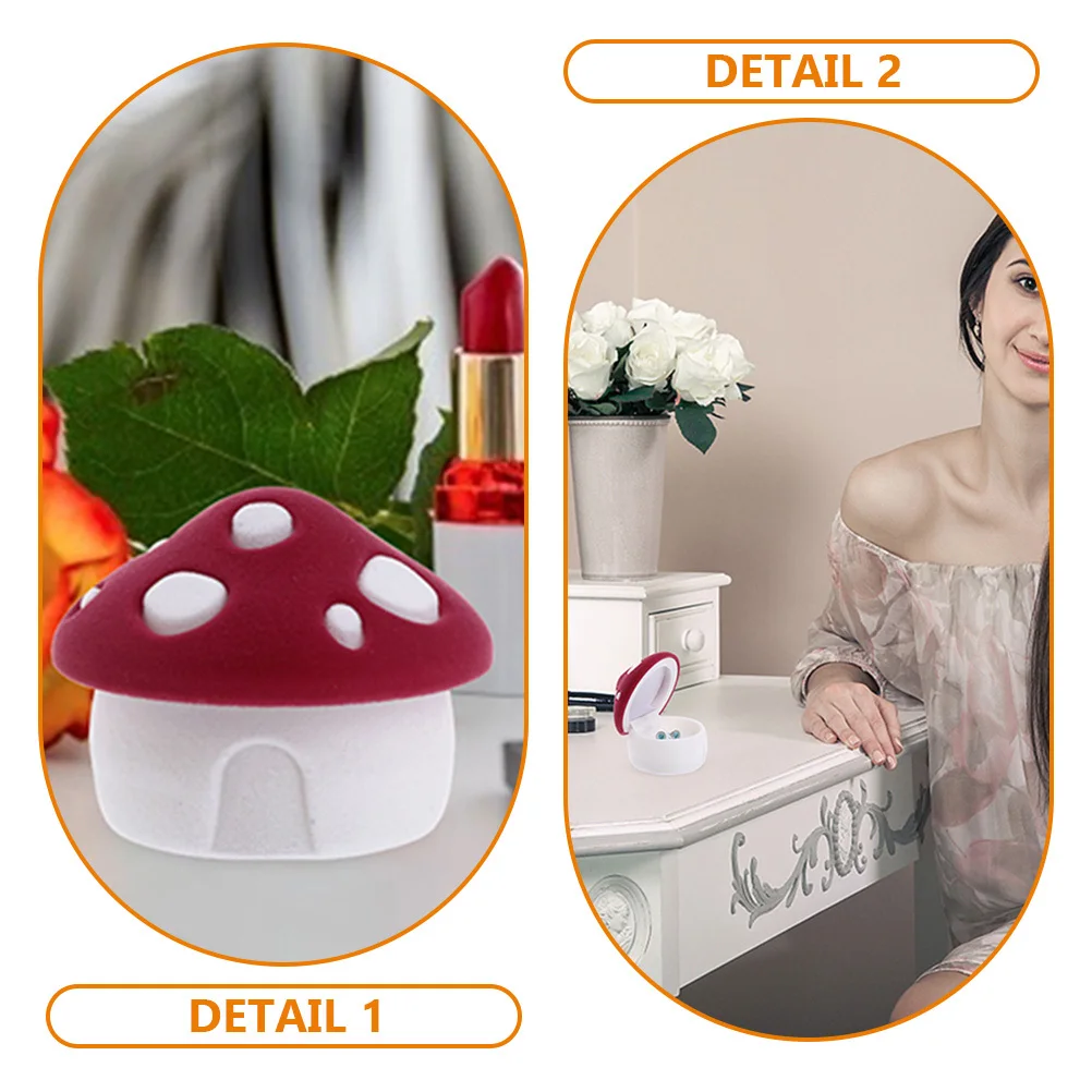 

2Pcs Mushroom Jewelry Storage Organizer Cute Small Earring Organizer Soft Flannel Large Capacity Jewelry Box Travel Gift