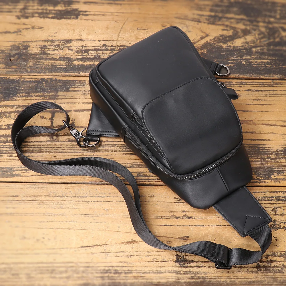 New Genuine Leather Chest Bag - Large Capacity Crossbody Sling Bag, Lightweight Multifunctional Waist Pack for Outdoor