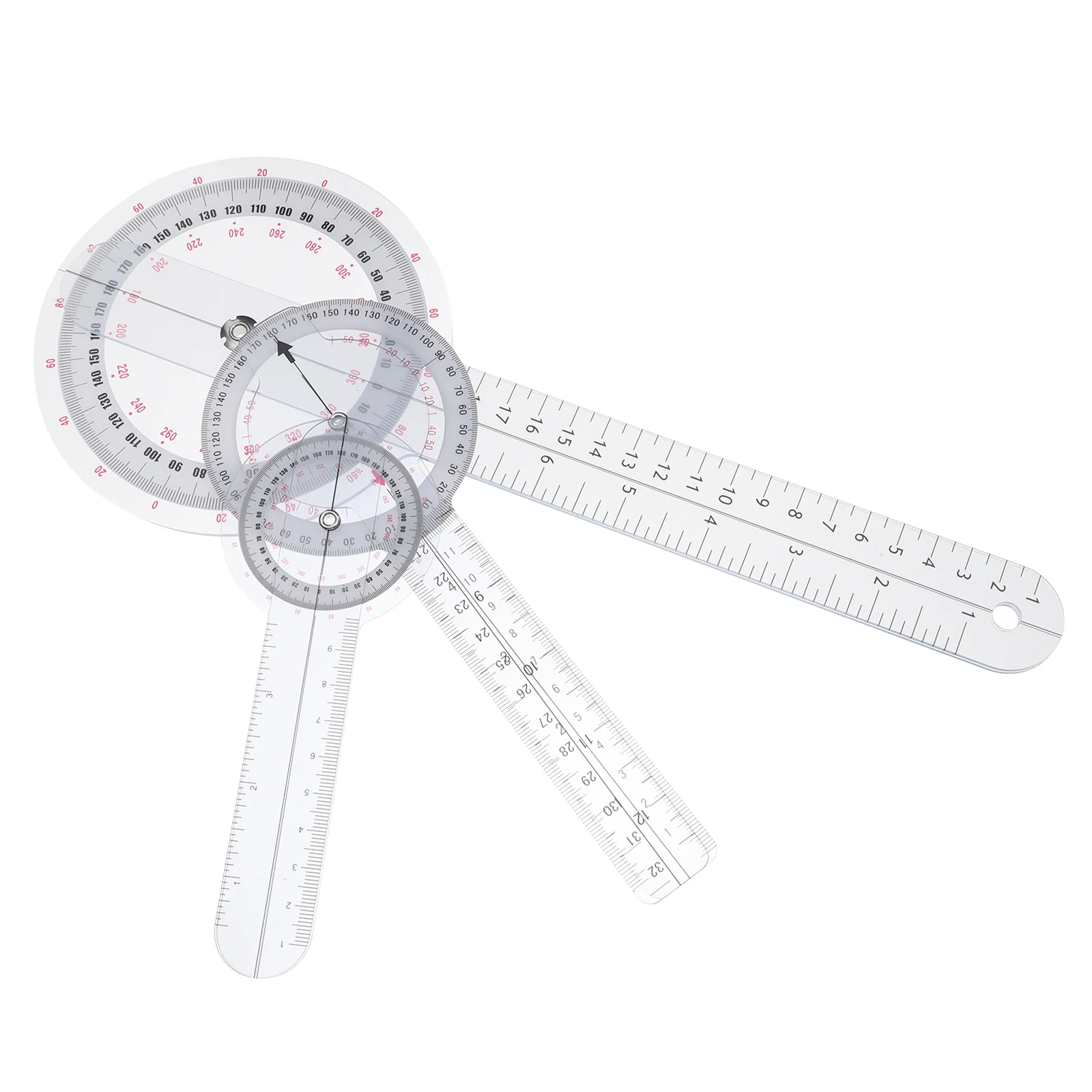 

3 Pcs Measuring Ruler Protractor Set Plastic Angle Goniometer Transparent Multi Function Precision Tool Portable Design