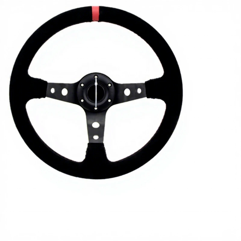 14 Inch 350mm Brushed Leather Racing Steering Wheel Universal Modified Car Interior Replacement Part