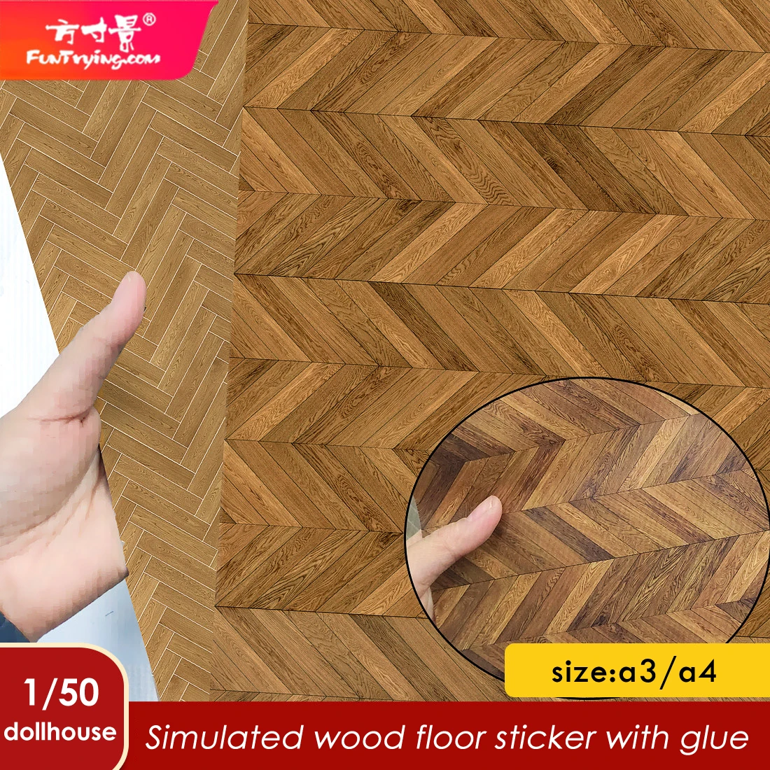 

3pcs/bag Simulated Wood Floor Stickers 1/25 Scale Sand Table Model Building Indoor Herringbon A3/a4 Floor Tile Dollhouse Diy