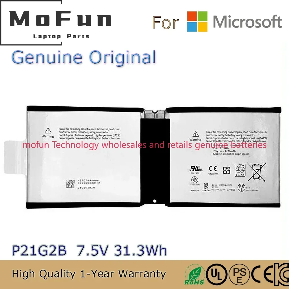 

2025 New Original P21G2B 7.5V 31.3Wh Notebook Battery for Microsoft Surface 2 RT 1572 Pluto X870749-004