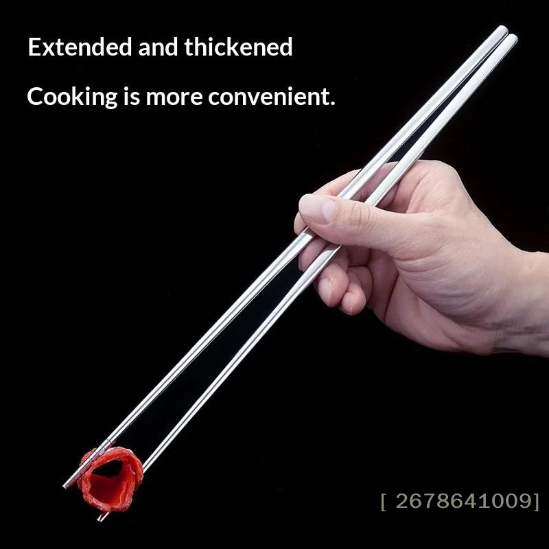 ⚑1Pair Stainless Steel Chopsticks Non Slip Tip Heat Resistant Reusable Dishwasher Safe For Home Asian Restaurant Daily Use