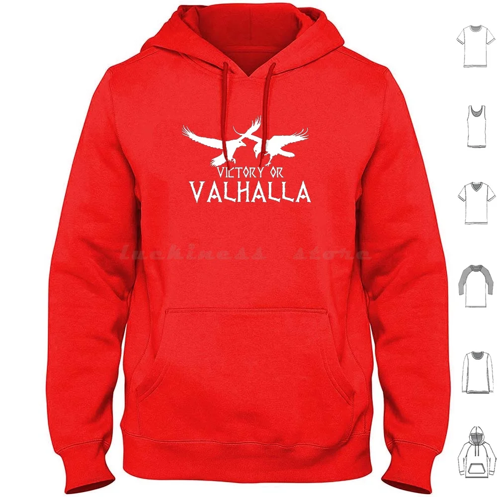 Or Valhalla Hoodies Long Sleeve Viking Valhalla Raven Hugin Munin Norse Mythology Runes Medieval Odin Norway Sweden