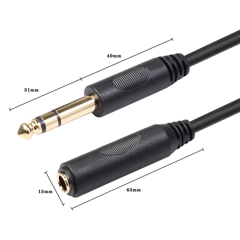 1/4 Inch TRS Stereo 6.35mm Male to Female Audio Extension Cable for Amplifier Monitors Headphone Mixer Guitar 1.8m 3m 4.5m 6m