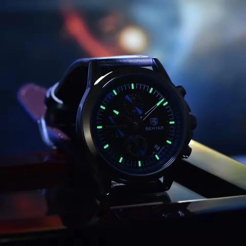 BENYAR 5210 nuevo reloj para hombre, reloj de cuarzo de marca de lujo para hombre, reloj deportivo, reloj de regalo para hombre, cronógrafo, luz nocturna resistente al agua hasta 50M