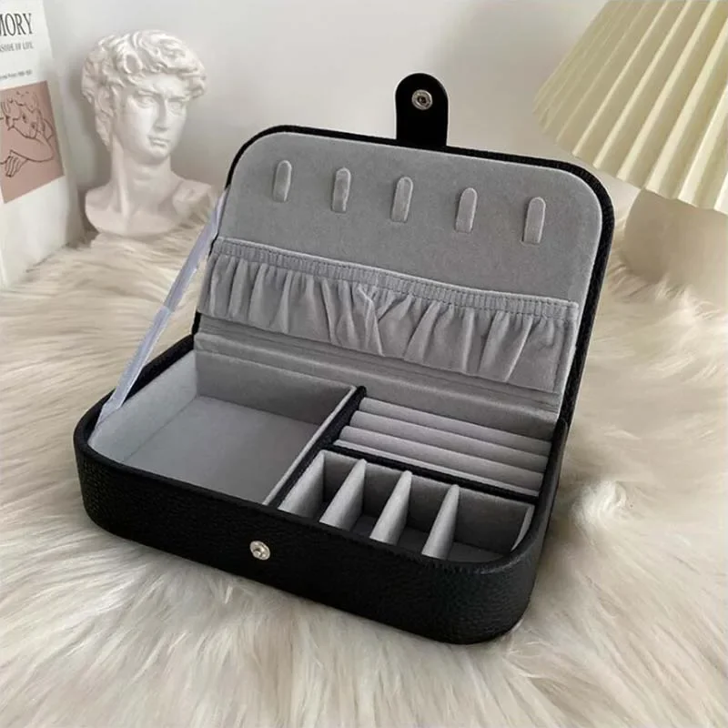 Portable PU Leather Travel Jewelry Organizer Box Storage Case Earring Ring Necklace Jewelry Storage Case Display Holder Woman