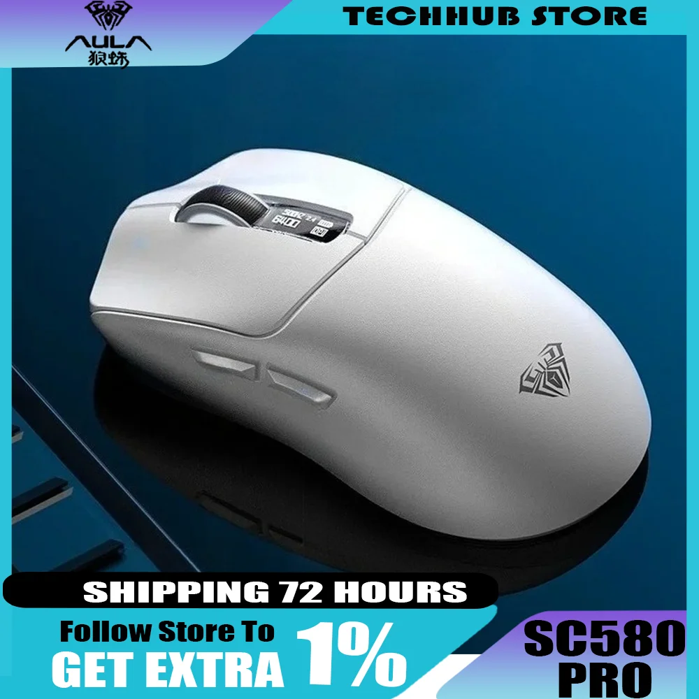 

AULA SC580PRO Интеллектуальный экран игровая мышь 3-режимный Bluetooth PAW3311 Датчик E-Sport Легкий эргономичный для ПК в подарок