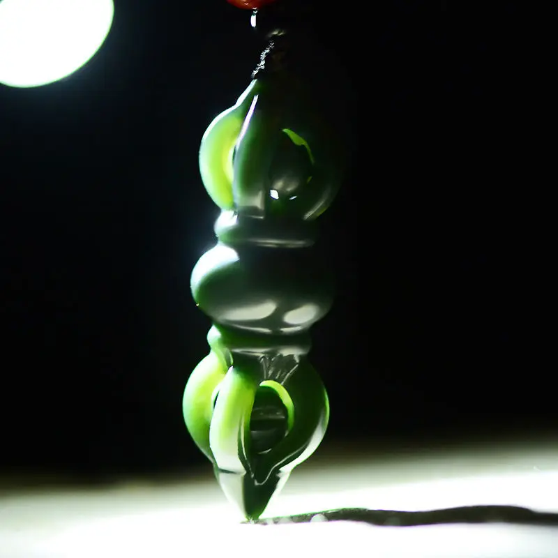 

Natural Nephrite Green Jade Vajra Necklace Men Women Fine Jewelry Genuine Hetian Jades Buddhist Vajra Pendant Amulet Necklaces