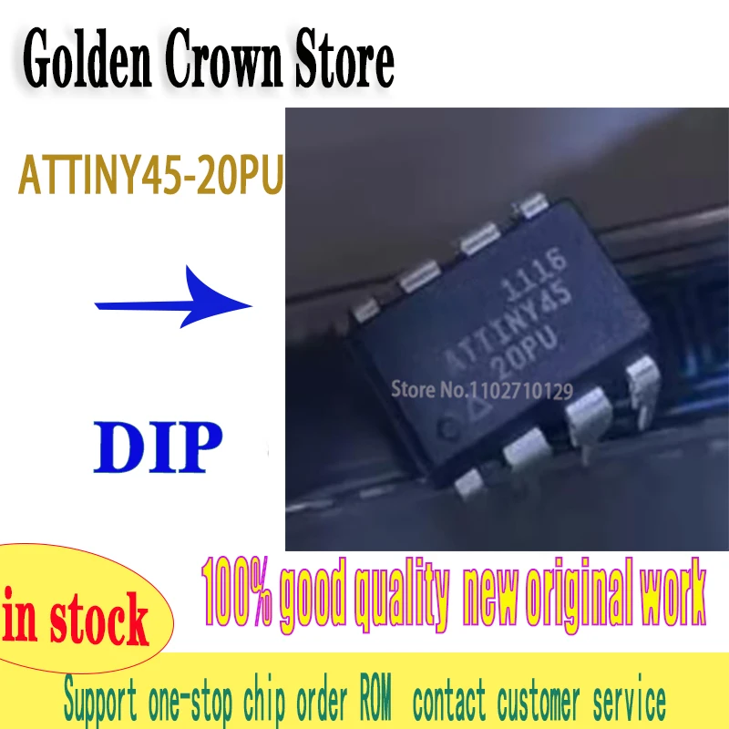 1~10Pcs/Lot  ATTINY45-20PU ATTINY45 DIP-8 New and Original In Stock