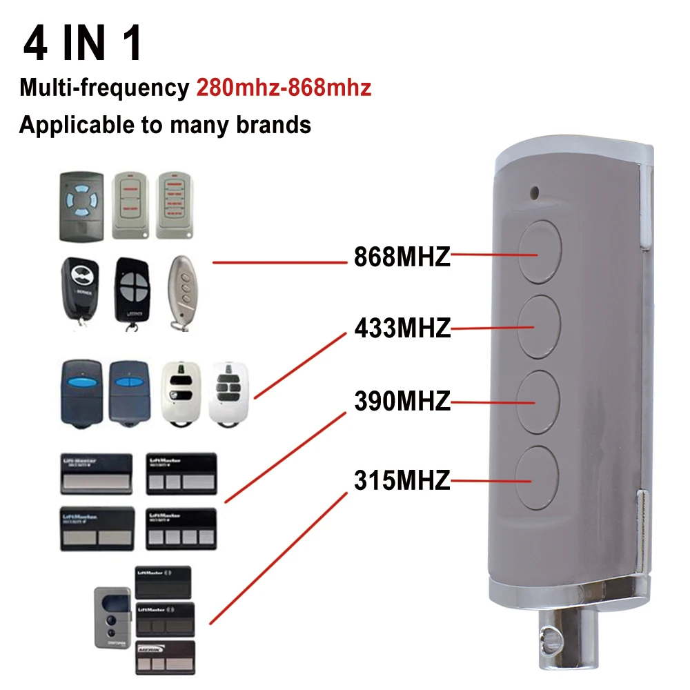 4 in 1 MultiFrequency Garage Door / Gate Remote Control Code Grabber Remote Control Gate Door Opener Command Transmitter Key Fob